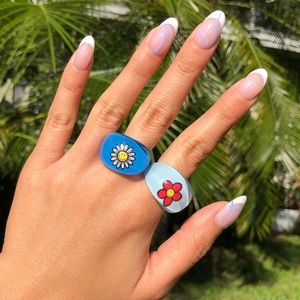 Vintage funky lucite bubble rings